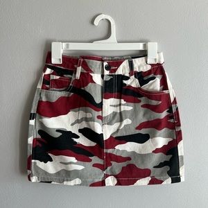 Camo Print Jean Skirt